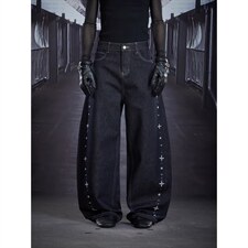 重工手工钉珠百搭个性休闲街头裤子直筒牛仔裤NN021，男装牛仔裤，星座516A