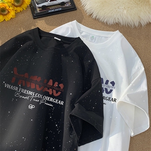 量大优供抖音视频 支持得物配合二开美式满天星亮片短袖T恤MTX368图片