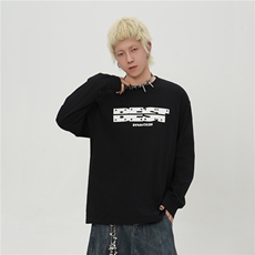 设计感厚板胶烫钻字母潮牌长袖T恤美式情侣打底衫1015-CT19-P58，男装T恤，四季星座1015