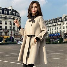 纯色九分袖通勤暗扣2022年秋季纽扣，女装毛呢外套，秋水欣儿