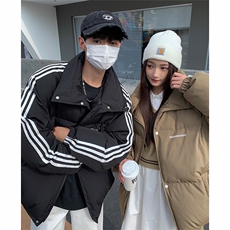 EQ332情侣装冬装棉衣外套男女同款三条织带面包服，男装棉衣，电商C306-1