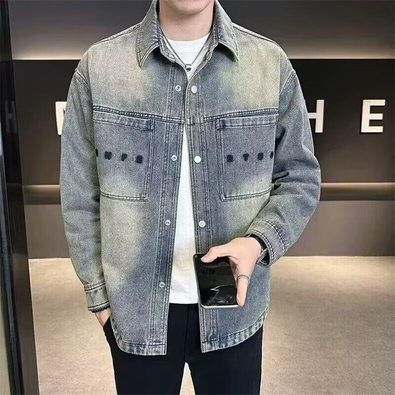 牛仔外套男士2025新款春秋季宽松水洗夹克休闲百搭帅气上衣,男装工装外套,星座1210-1