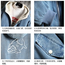 NM53041-P140牛仔外套男大码加厚加绒衣男羊羔毛服男网格，男装棉衣，电商A040A