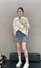 树叶花纹连帽防晒外套，其它，L·H·X