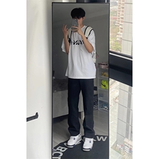 B221美式ins高街暗黑小众情侣毛巾绣直筒牛仔裤LK23021-P65控88，男装牛仔裤，电商B221