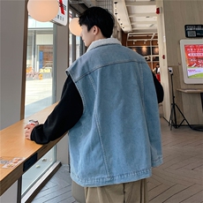 MJ255J-p68-限价98M-5XL加绒羊羔绒宽松大码牛仔马甲工装ins，男装工装外套，星座116