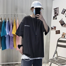 XZ115A-T06200克纯棉男女字母印花大码S-5XL10色T恤衫圆领半袖，男装T恤，星座115A-3