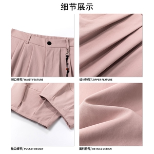 日系潮流垂感工装裤褶裥侧挂绳串珠垂坠感休闲直筒裤K916P45控78图片