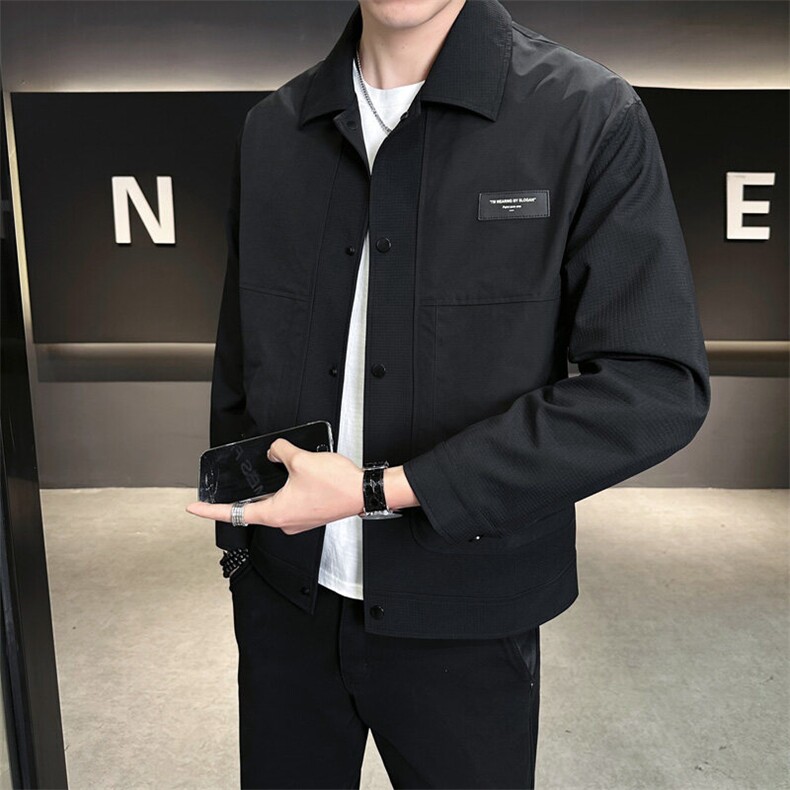 休闲纯色长袖上衣男贴标休闲百搭夹克A329-JK5091-P95，男装夹克，电商A329