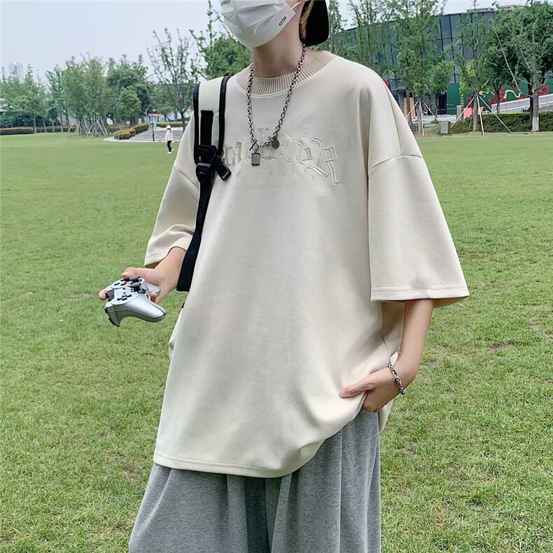 夏季潮牌男士t恤刺绣麂皮绒短袖GT18P30,男装T恤,星座1116-2