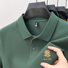 玫瑰刺绣短袖t恤男翻领夏季高端纯棉宽松polo衫半袖男装上衣服潮，男装T恤，电商B212（原钱塘6029）