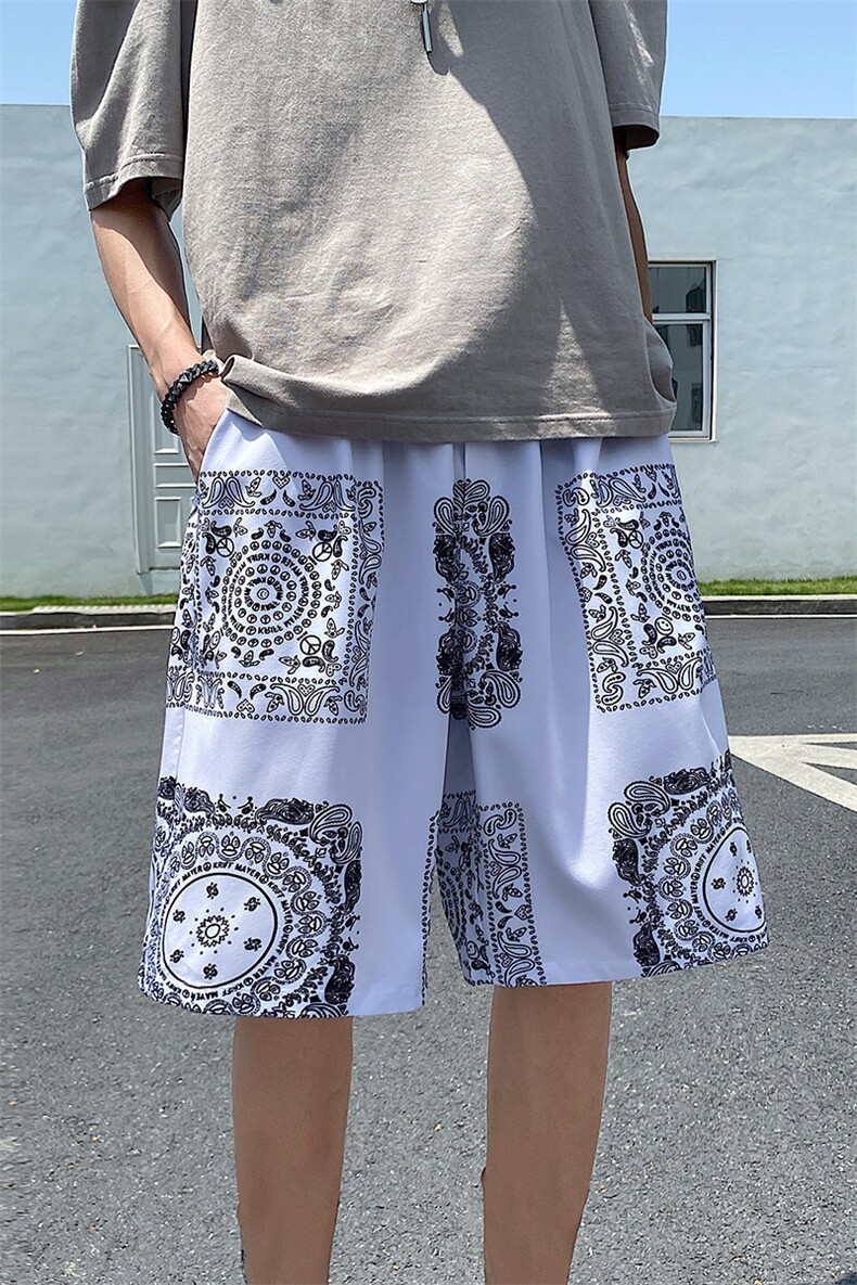 印花短裤宽松夏季男士5分冰丝沙滩宽松休闲裤A125-6610-P25,男装牛仔裤,电商A125