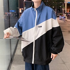 撞色外套男春秋韩版潮流百搭宽松夹克休闲外穿立领上衣W1194-P50，男装夹克，星座512-2