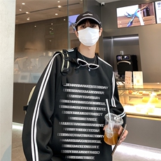 24新款港风字母印花织带插肩袖圆领卫衣A247-B8904P45控68，男装卫衣，电商A247