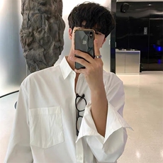 网络图CS372#口袋长袖衬衫黑色白色M-3XL原版高质量P20，男装衬衫，星座506A