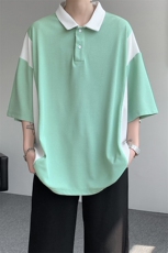 8XL-M拼接撞色短袖t恤男款夏季新款半袖POLO衫加肥加大码DT004P38，男装T恤，电商B312