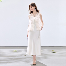 夏季新款现货！2026温柔风重工立体花卉马甲+珍珠吊带长裙套装女，女装套装/套裙，宝儿家