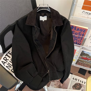 美式复古夹克外套男秋冬款新款高级纯棉宽松棉服痞帅外贸翻领棉衣图片
