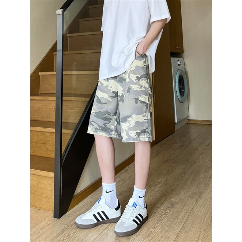 夏季复古迷彩工装宽松阔腿直筒五分休闲短裤男 K5916-特P35 控59图片