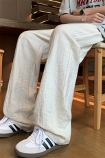 夏季亚麻透气简约纯色抽绳松紧腰宽松阔腿休闲长裤K8626-特价40，男装休闲裤，电商A007