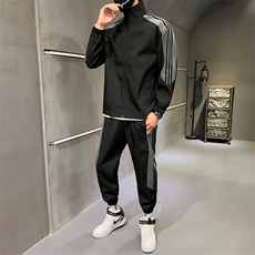 现货-秋冬休闲运动套装男新款棒球领开衫款运动潮男套装D02P70，男装套装，电商B226-2（原B217-2）