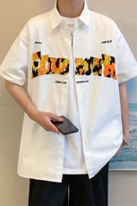 1港风短袖衬衫女七分袖衬衫男大码中性风网红短衬DCS7722P45控59，男装衬衫，星座226-2