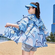 防晒衣女2025新款夏季宽松花色薄款透气户外旅游小个子防晒服外套，女装防晒衣，帛香坊