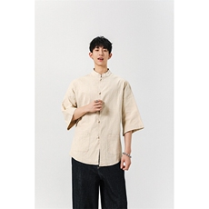 8XL-M风大码夏短袖衬衫男外套棉麻七分袖上衣CS505P60控78，男装衬衫，电商D206-1