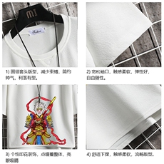 Q11203-P30齐天大圣春夏季七分袖t恤男大码五分袖男短袖中袖网格，男装T恤，电商A040A