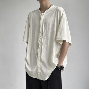 2024夏季新款原宿潮牌百搭衬衣设计感短袖衬衫男 现货 W8181-P30图片