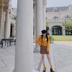 格子a裙半身裙女春秋2021新款高腰经典韩版显瘦小个子包臀短裙图片