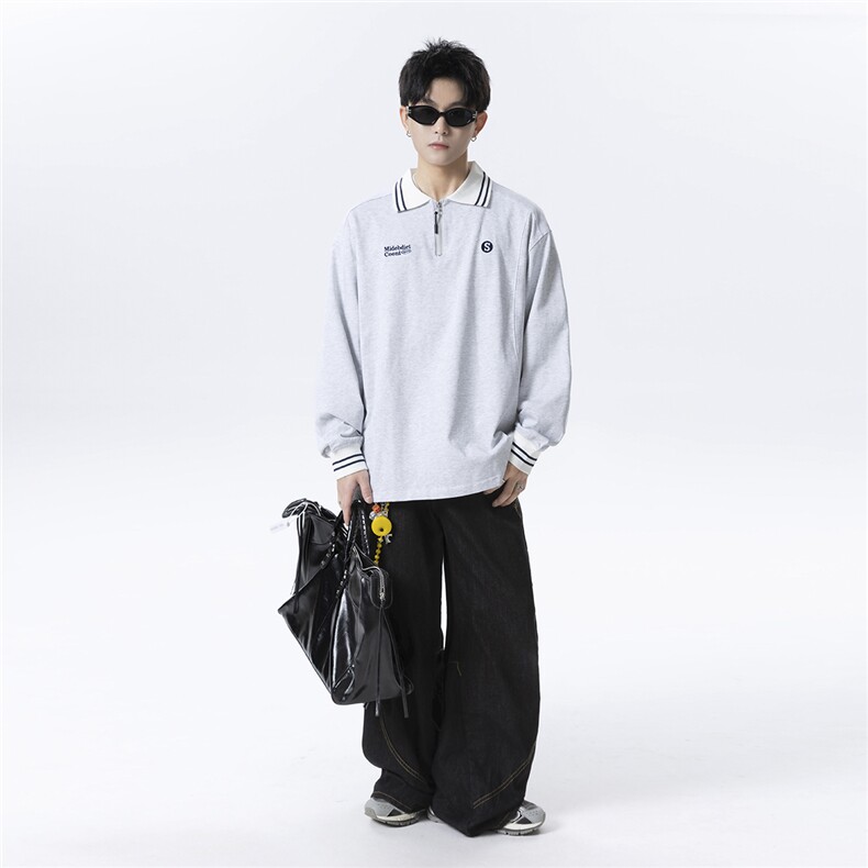 学院风长袖POLO衫男秋装新款潮牌痞帅高级感刺绣上衣403-PL02-P52,男装Polo衫,星座403（原603-1）