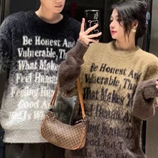 2024美式复古渐变毛衣女宽松美拉德慵懒情侣针织衫加厚秋冬，男装针织衫/毛衣，星座218-8