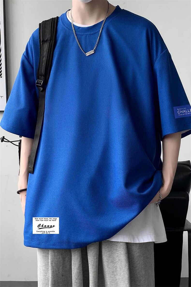 HT73062-P22华夫格t恤男短袖男大码五分袖大皂风,男装T恤,电商A040