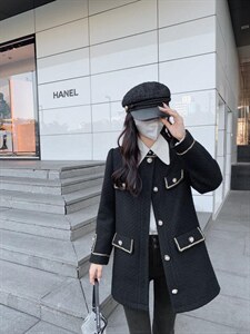 小香气质毛呢大衣显瘦外套图片