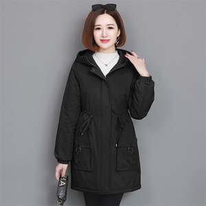 派克服女秋冬舒适中长款休闲贴身女款气质纯色外套图片