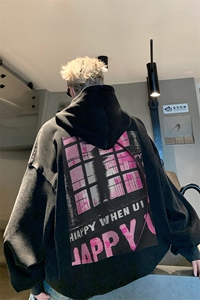 男装加厚卫衣男 美式复古宽松连帽卫衣外套 XZ514-2-Z2225-P70图片