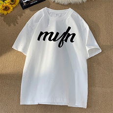 量大优供抖音视频支持得物配合二开美式满天星亮片短袖T恤MTX600，男装T恤，电商A486-1