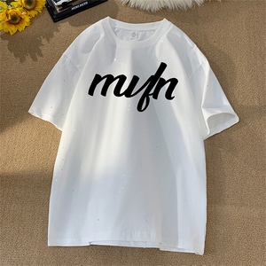 量大优供抖音视频 支持得物配合二开美式满天星亮片短袖T恤MTX600图片