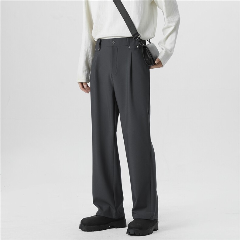 新款高级感痞帅西裤男松紧腰宽松直筒休闲西装裤男，男装西裤，星座410-7