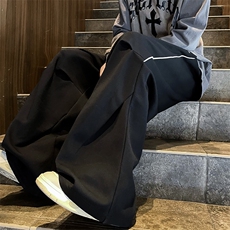 百搭垂感男秋季潮卫裤日系宽松直筒运动阔腿休闲裤K7368-P35，男装休闲裤，星座512-3