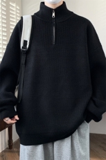 秋冬新款青少时尚立领半拉链款休闲针织衫毛衣男1018-1-M621-P48，男装针织衫/毛衣，星座1018-1​