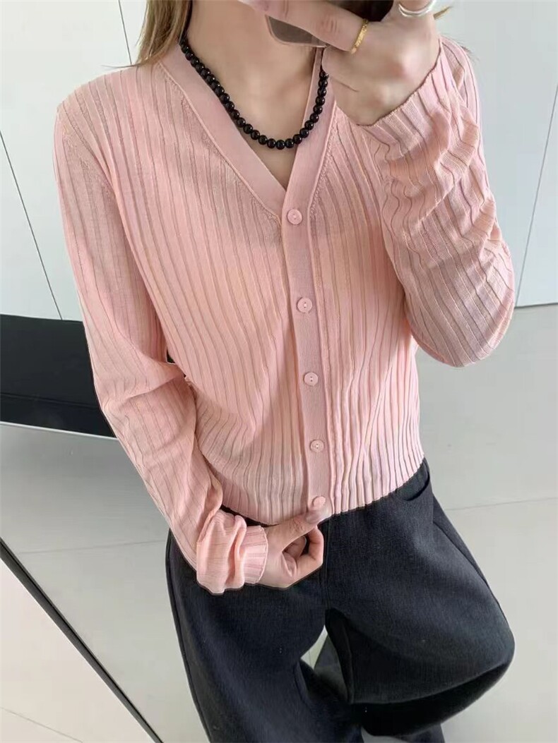 2025夏季v领抗条防晒衫开衫外套图片