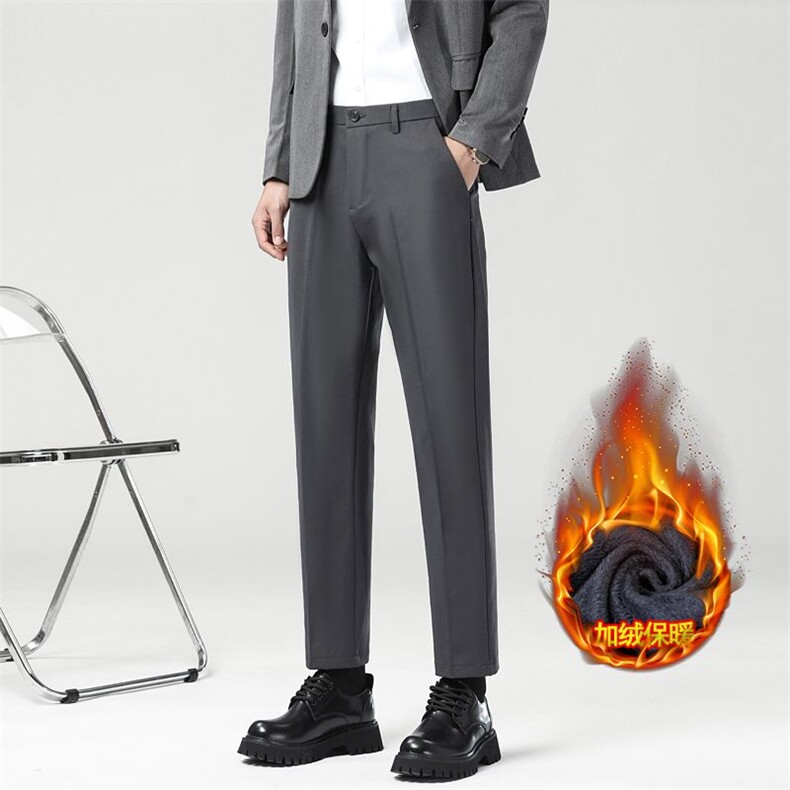 秋冬季加绒保暖小西裤厚款休闲裤加绒九分裤男青年保暖西裤外贸，男装西裤，星座224-1