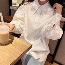 韩版珍珠领衬衫，女装衬衫，PURE