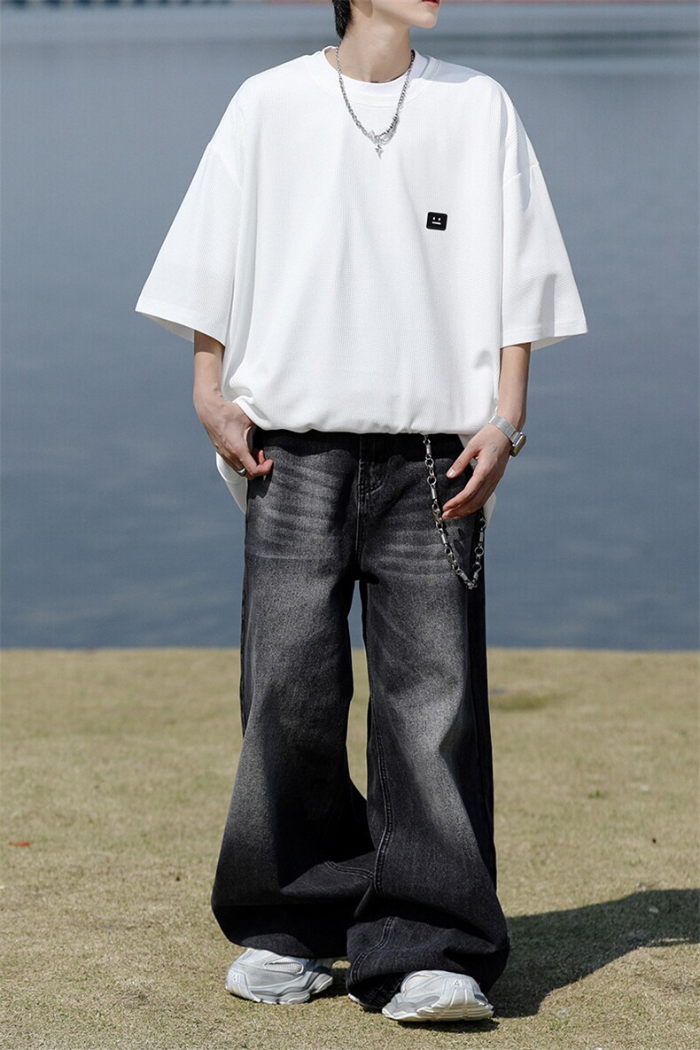 8XL-M重磅！特大码T潮牌上衣男中性华夫格短袖T恤DX304P25控39,男装T恤,电商D206-1