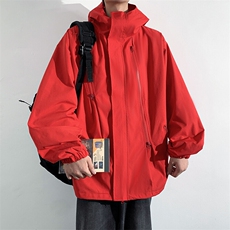 春季男士夹克潮流冲锋衣连帽户外外套纯色情侣款A266-JK8018-P45，男装夹克，电商A266