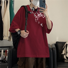 抖音品质直播得物风新中式印花短袖T恤dcm295-特批20控38，男装T恤，星座605(原A050)