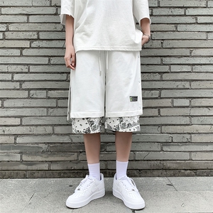 拼接假两件运动短裤男潮牌夏季腰果花五分休闲裤子宽松DK008-P28图片
