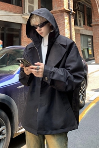 假两件拉链设计感男士百搭连帽休闲夹克风衣外套JK9013-特68图片